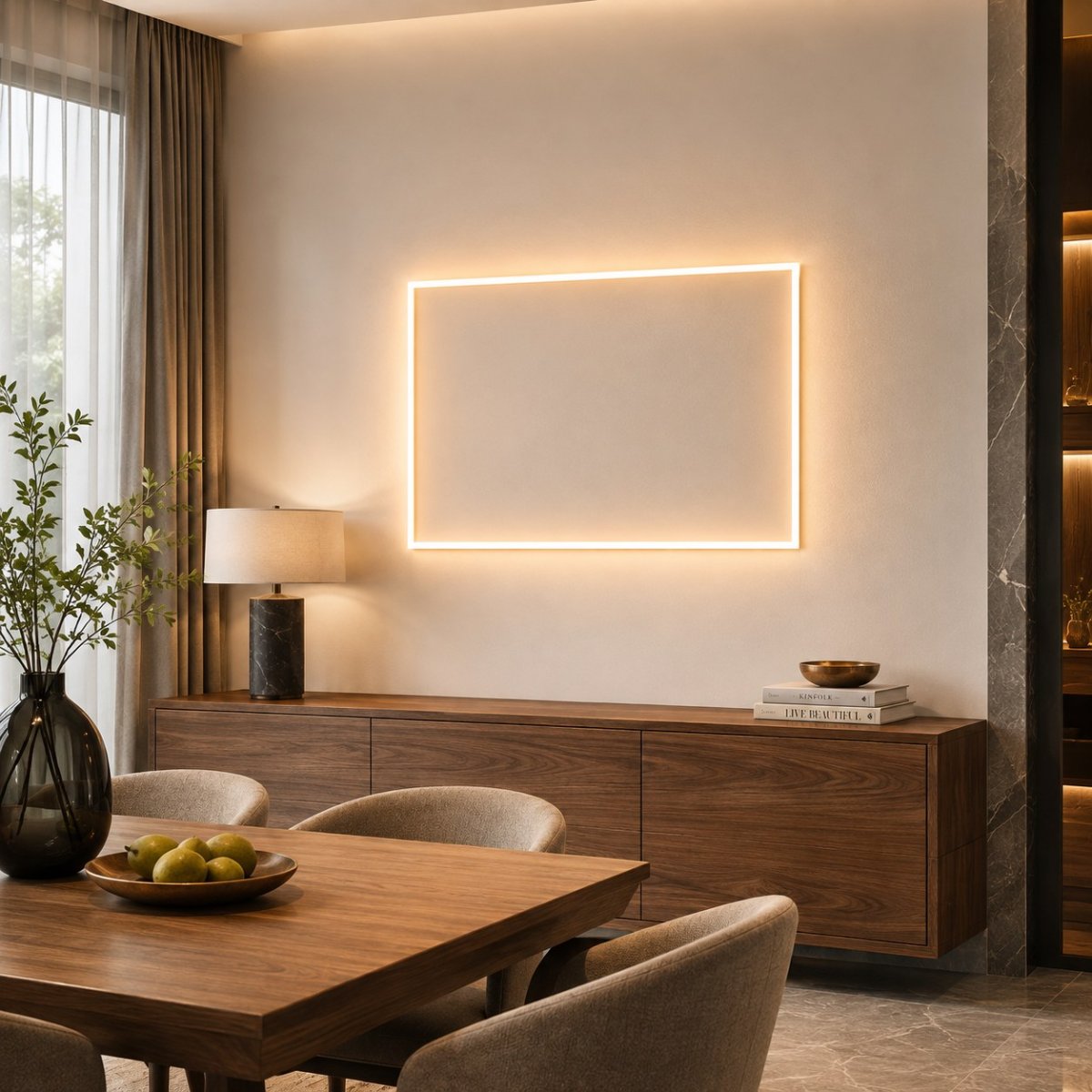 LED-Lichtrahmen für Infrarotheizung · passend zum 370-W-Paneel · 3.650 lm